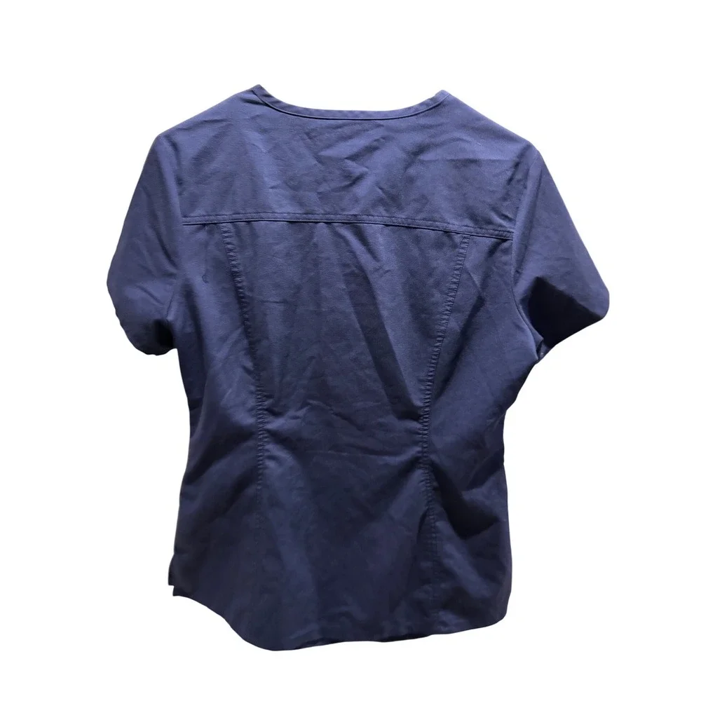 Sanibel Scrubs‎ Womens Navy Blue V-Neck Short Sleeve Scrub Top Style 9765 Size M